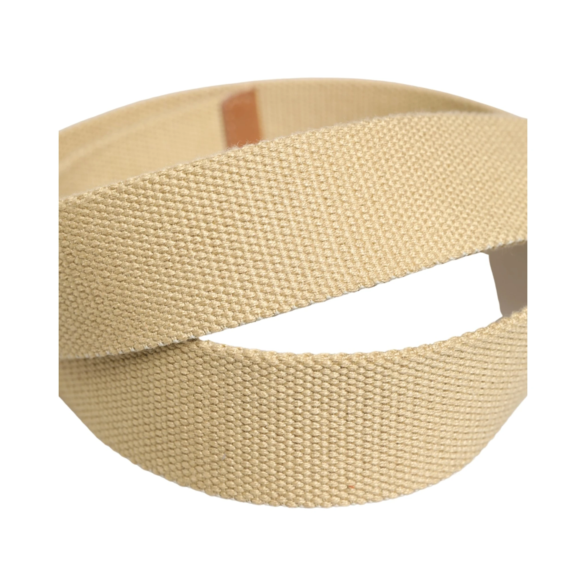Men Beige Canvas Silver Metal Buckle Cintura Belt