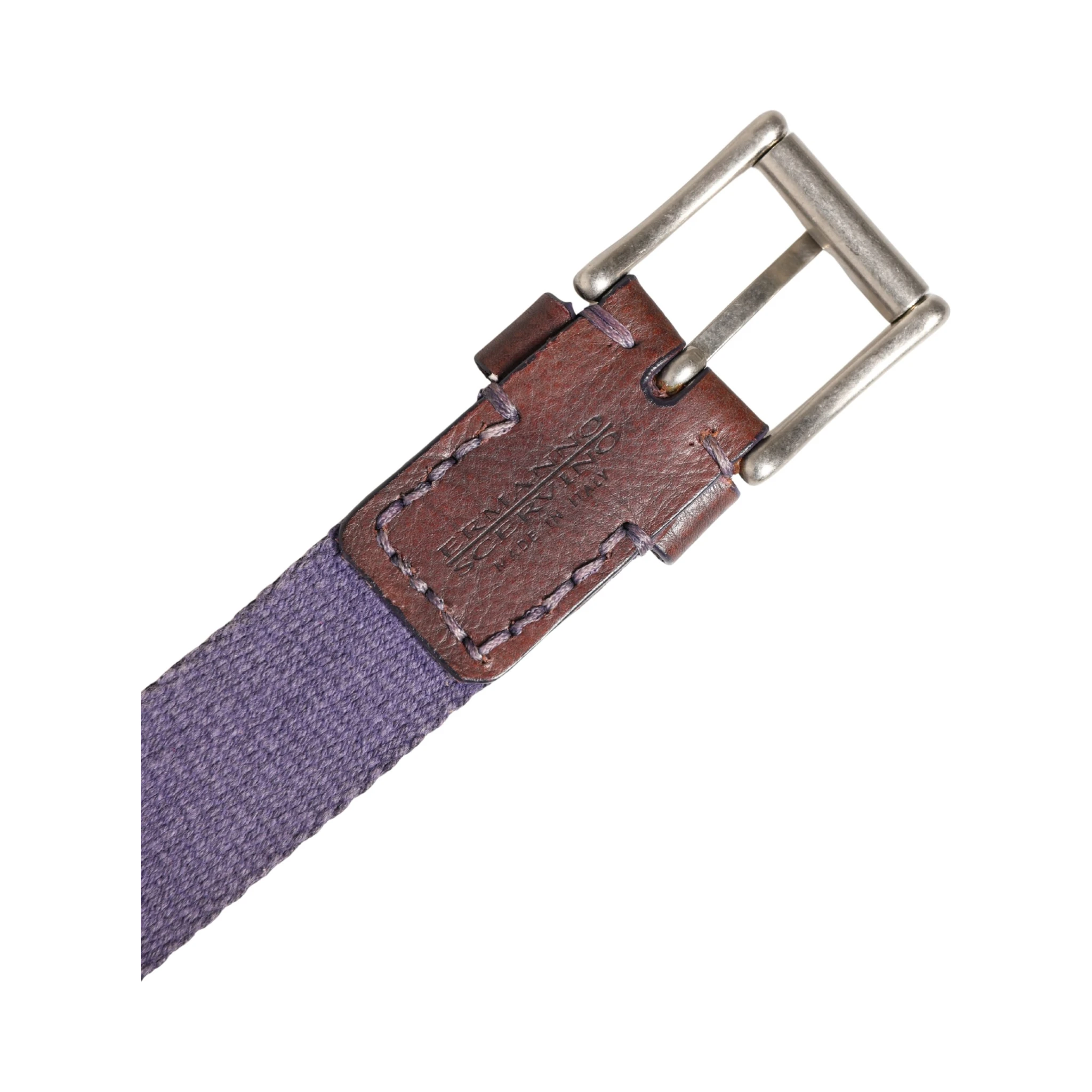 Men Purple Canvas Silver Metal Buckle Belt