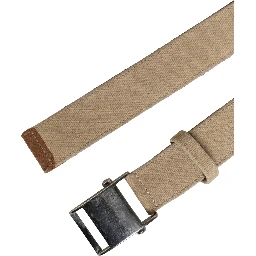 Men Beige Canvas Silver Metal Buckle Cintura Belt
