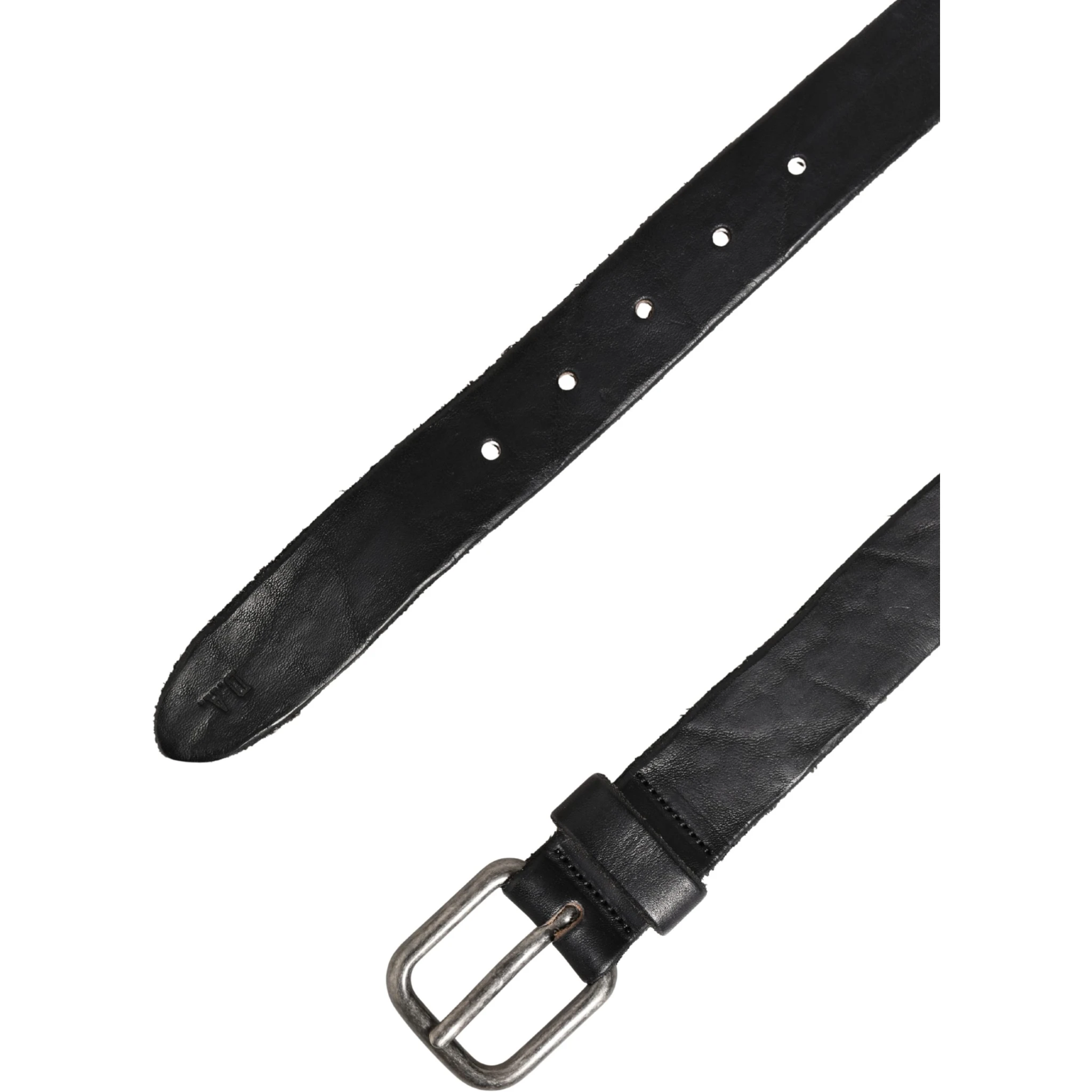 Men Black Leather Metal Buckle Belt