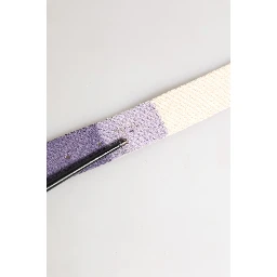 Men Purple Canvas Silver Metal Buckle Belt