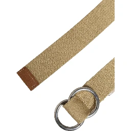 Men Beige Canvas Silver Metal Buckle Cintura Belt