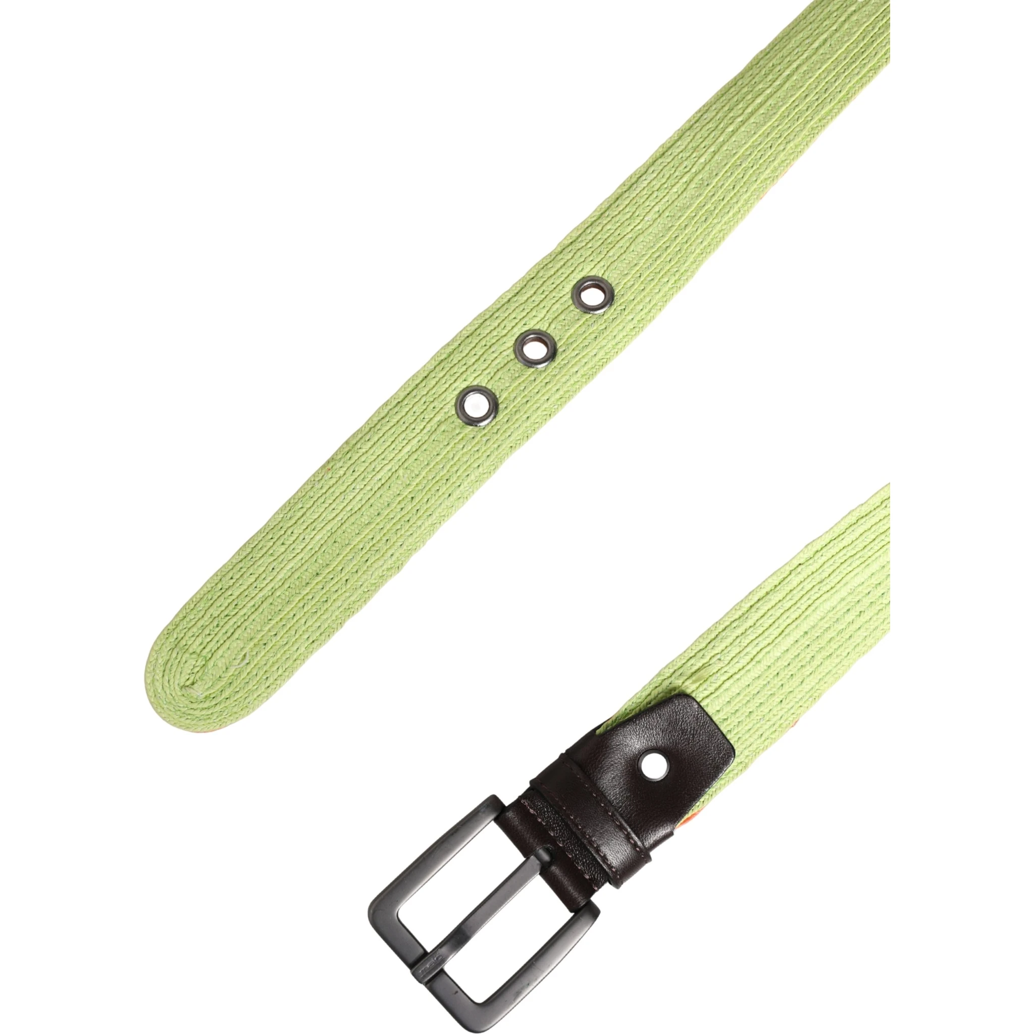 Green Orange Braided Metal Buckle Waist Cintura Belt