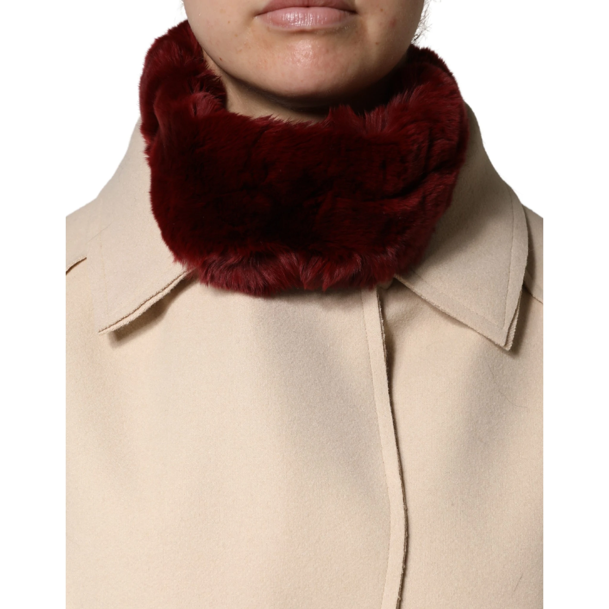 Red Lamb Fur Collar Women Neck Wrap 50cm x 8cm Scarf