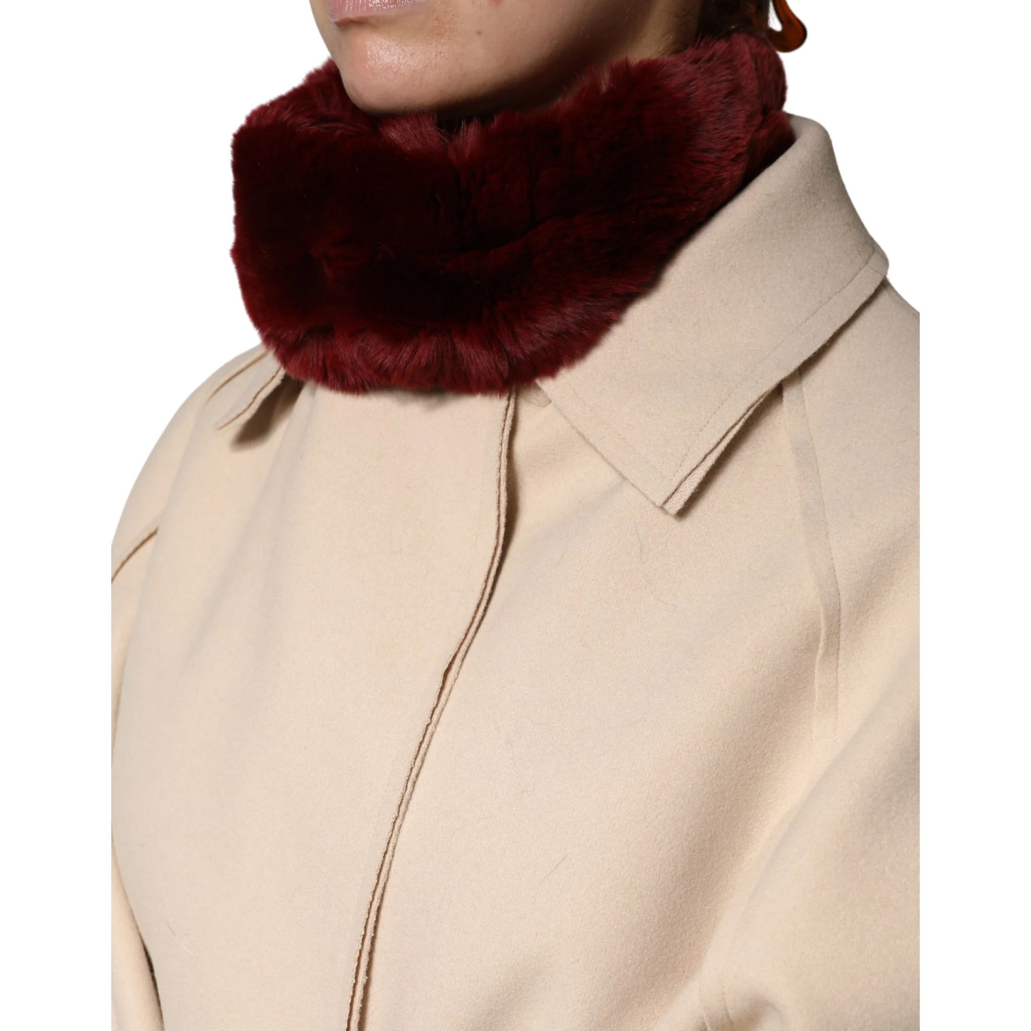 Red Lamb Fur Collar Women Neck Wrap 50cm x 8cm Scarf