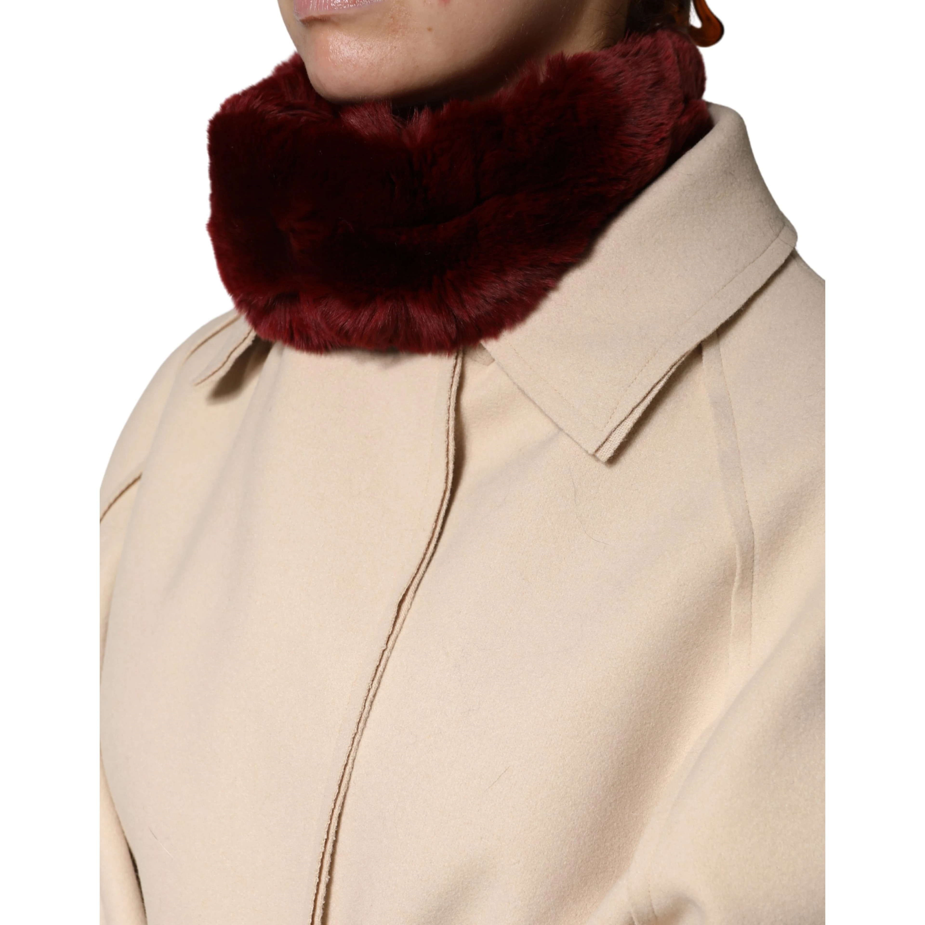 Red Lamb Fur Collar Women Neck Wrap 50cm x 8cm Scarf