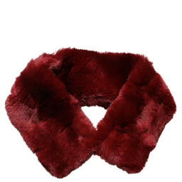 Red Lamb Fur Collar Women Neck Wrap 50cm x 8cm Scarf