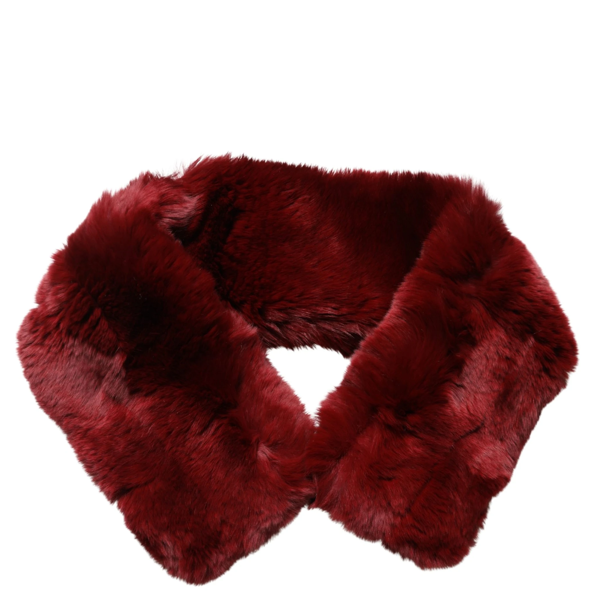 Red Lamb Fur Collar Women Neck Wrap 50cm x 8cm Scarf