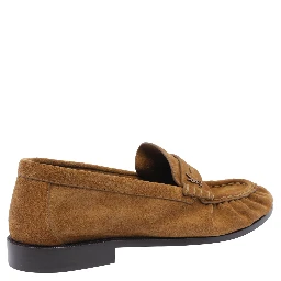 حذاء مسطح من سان لوران، بني اللون