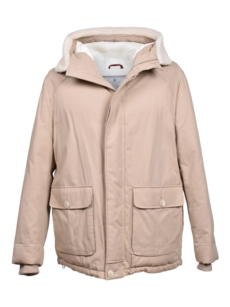 Beige Cotton Full-Length Jacket