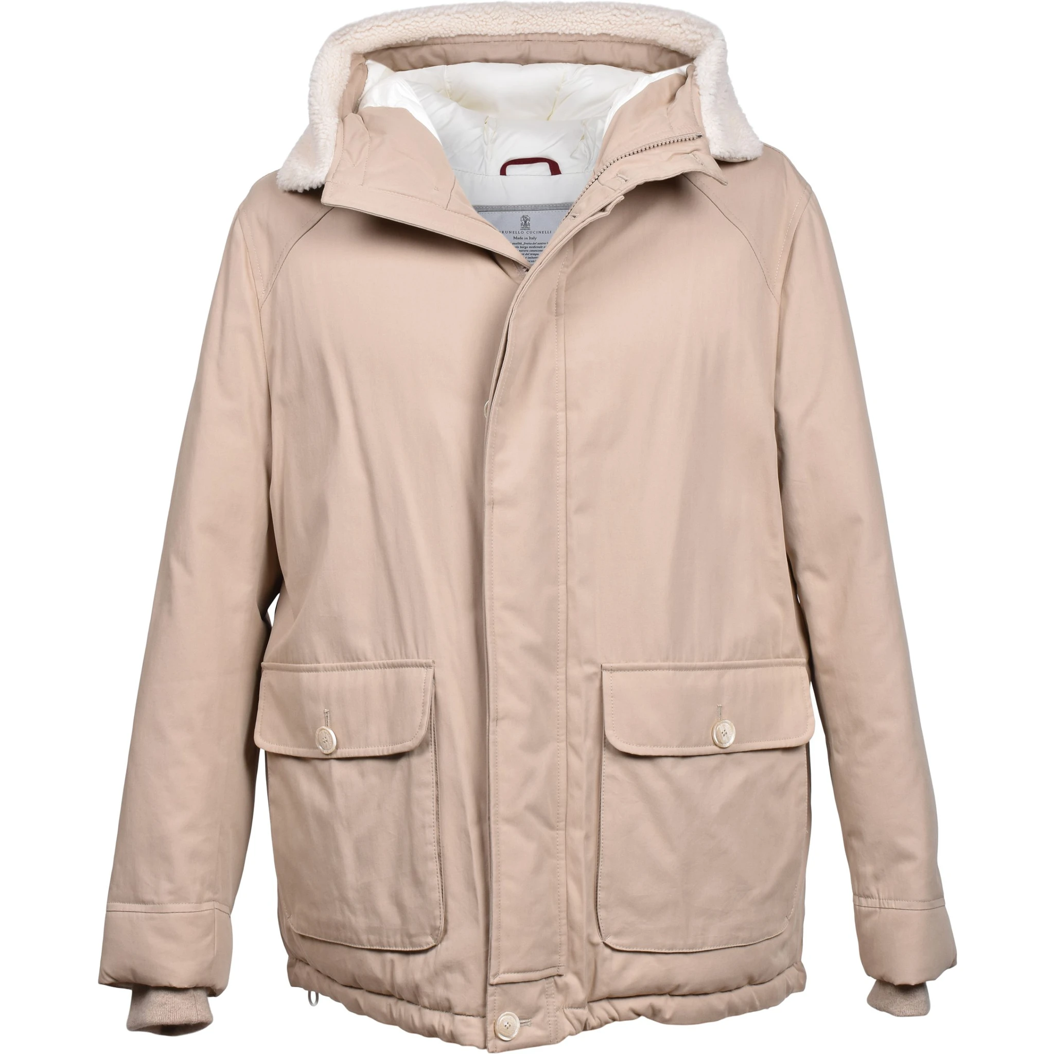 Beige Cotton Full-Length Jacket