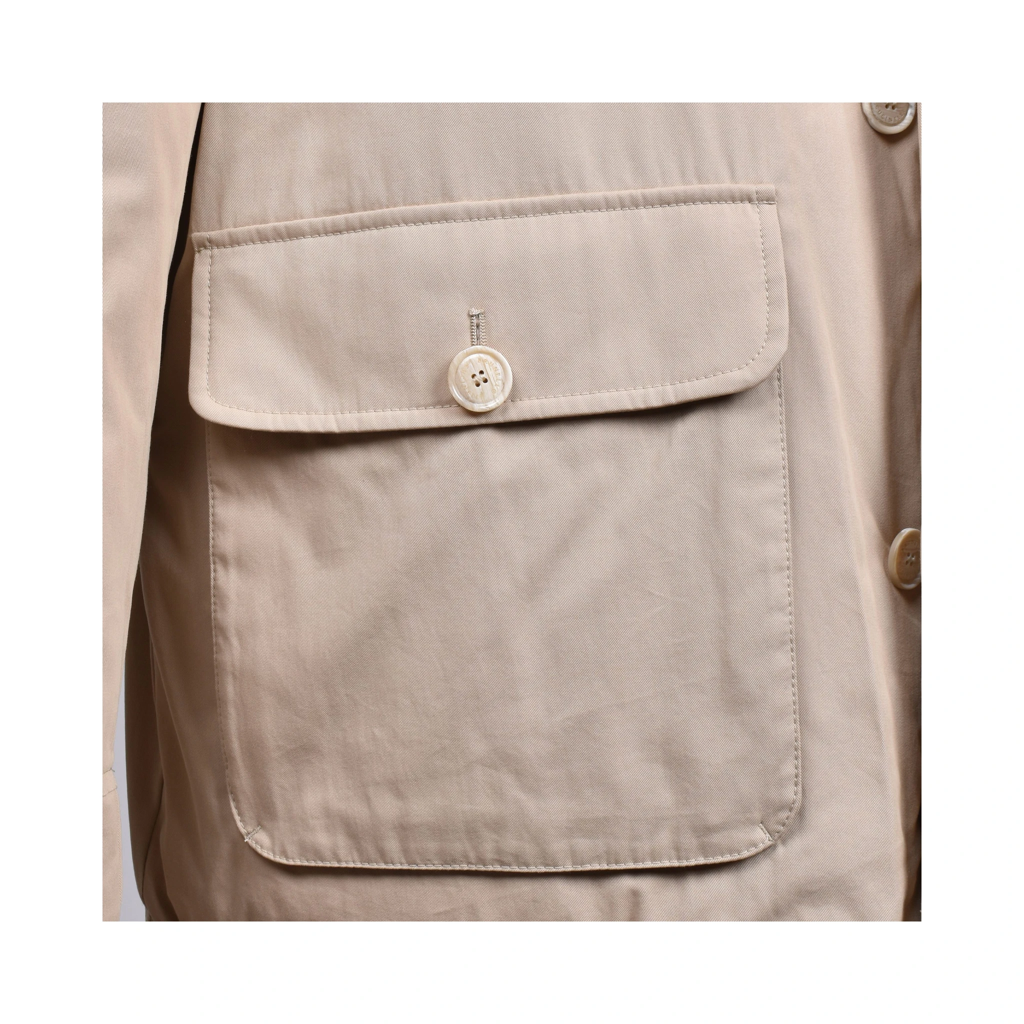 Beige Cotton Full-Length Jacket