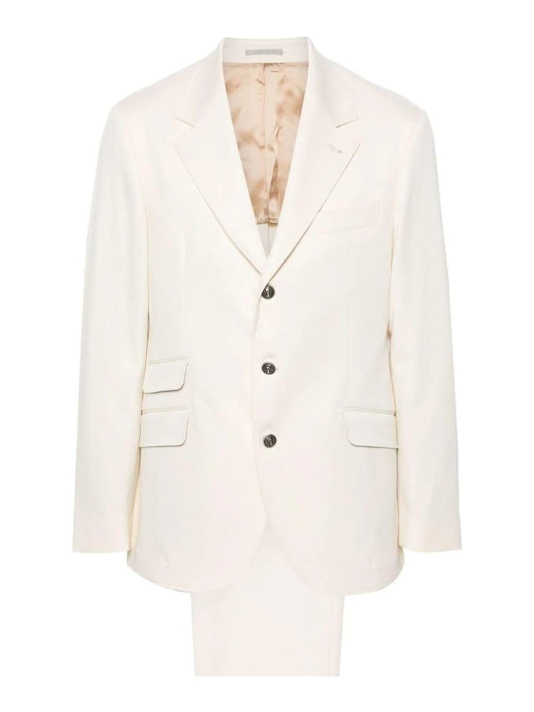 Beige Cotton Two-Piece Suit