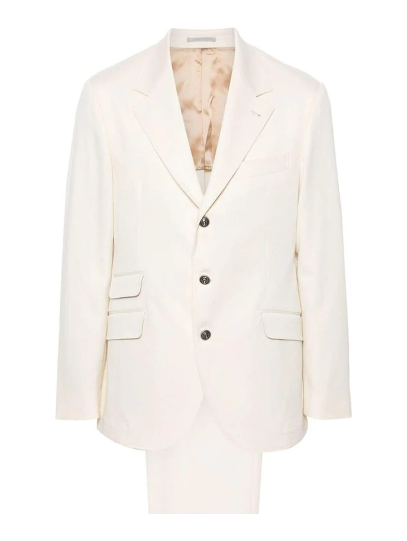 Beige Cotton Two-Piece Suit
