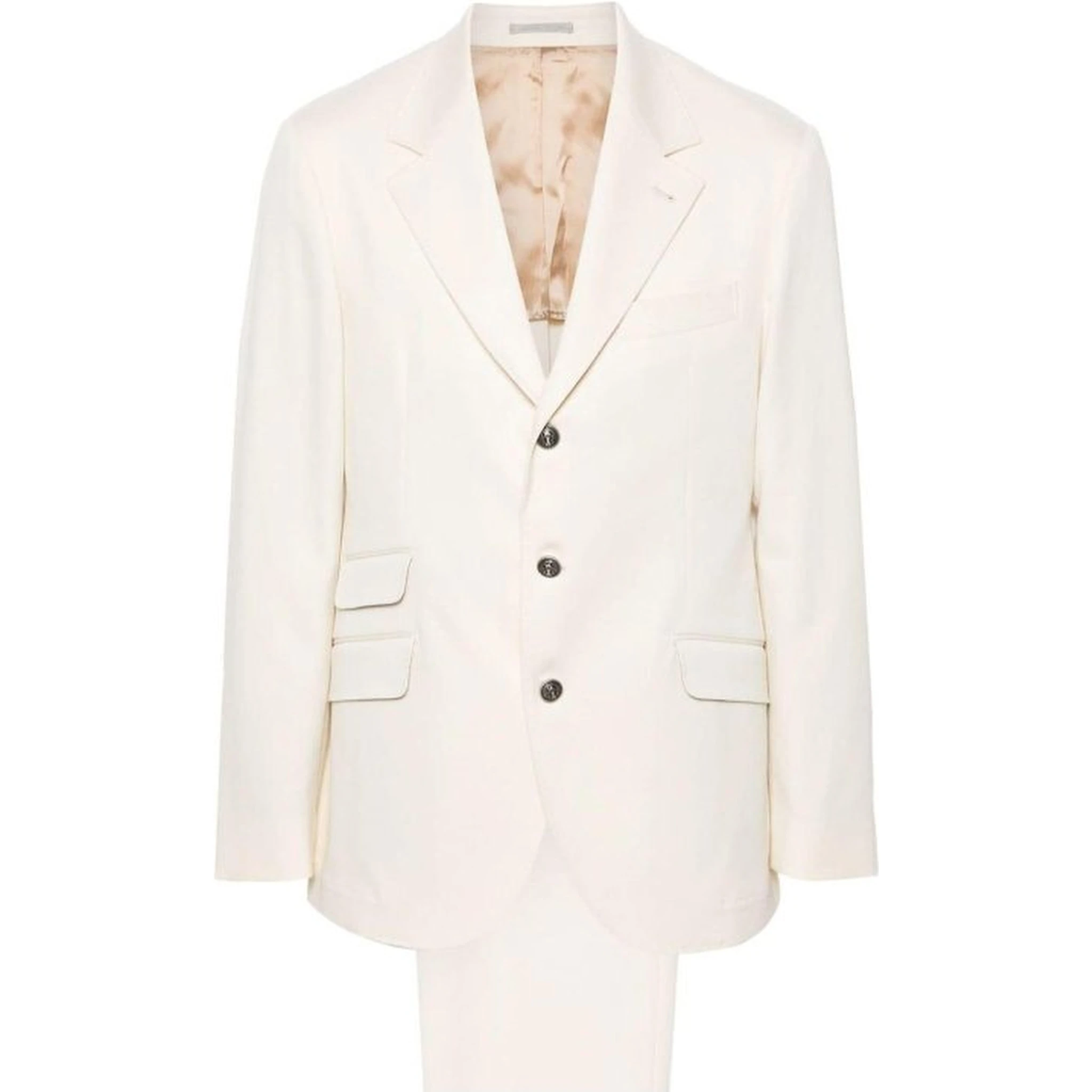 Beige Cotton Two-Piece Suit