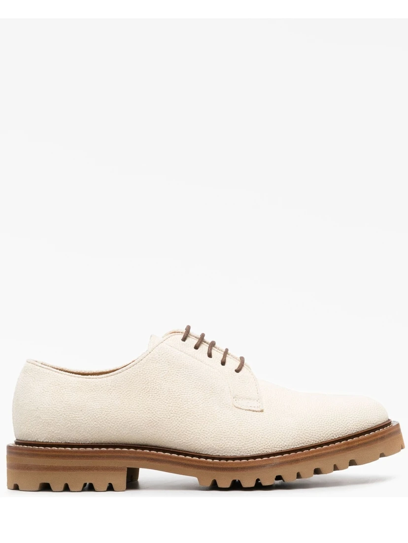 Beige Leather Oxfords And Derbies