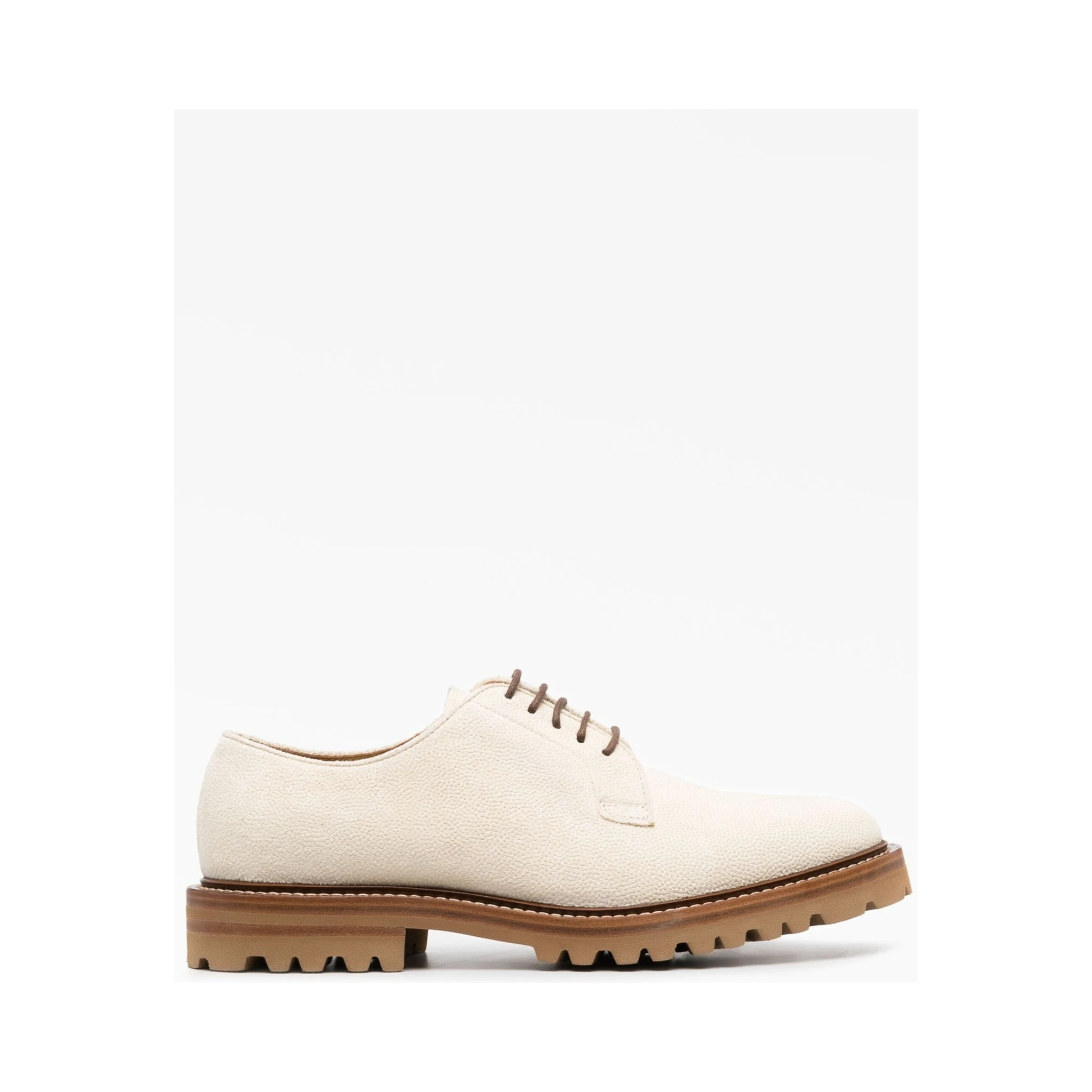 Beige Leather Oxfords And Derbies