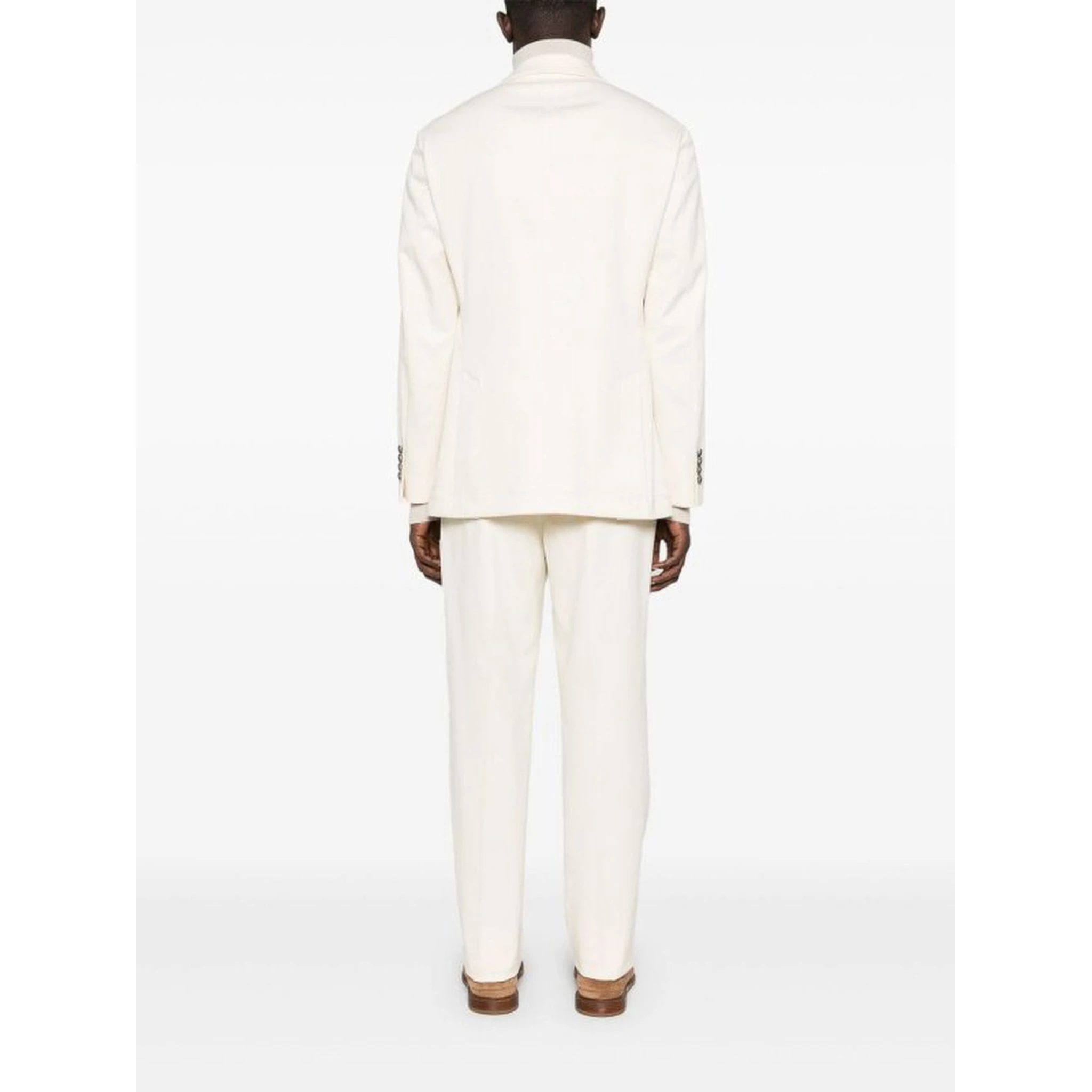 Beige Cotton Two-Piece Suit