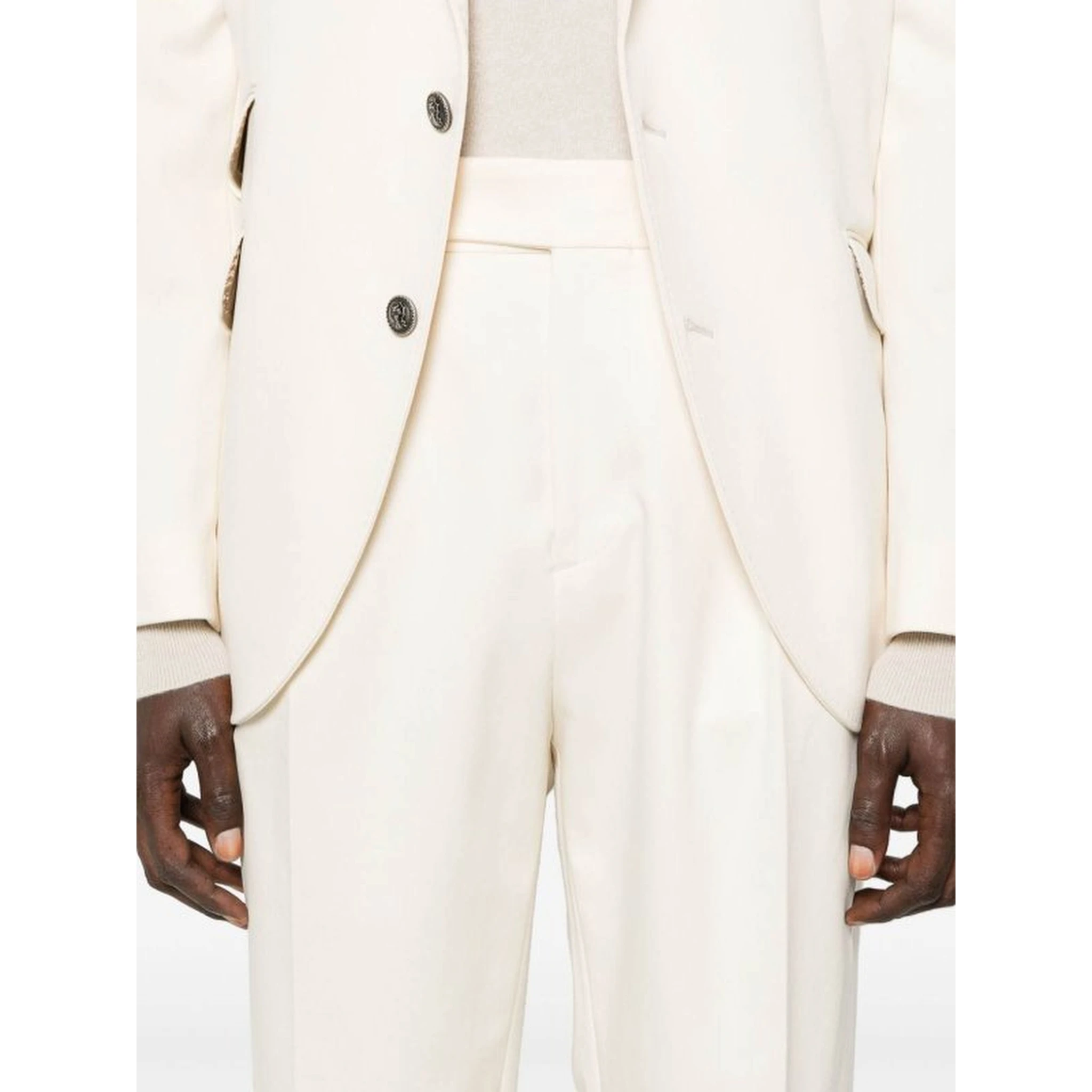 Beige Cotton Two-Piece Suit
