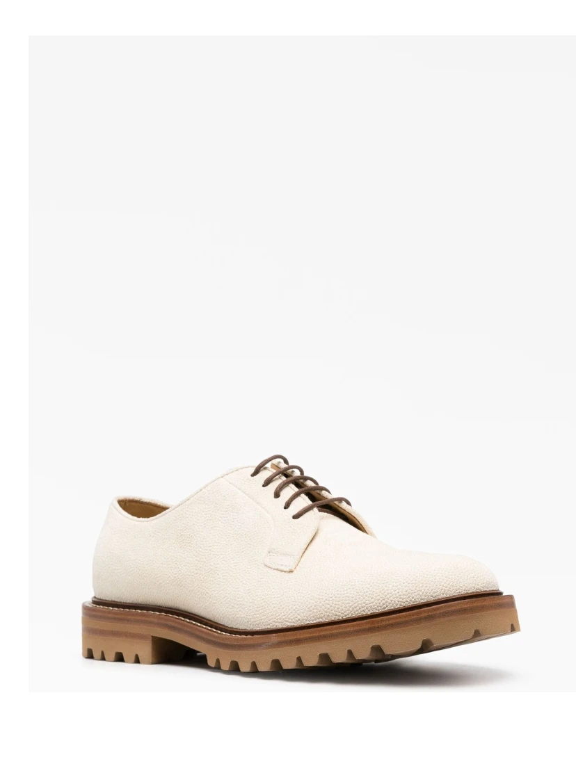 Beige Leather Oxfords And Derbies