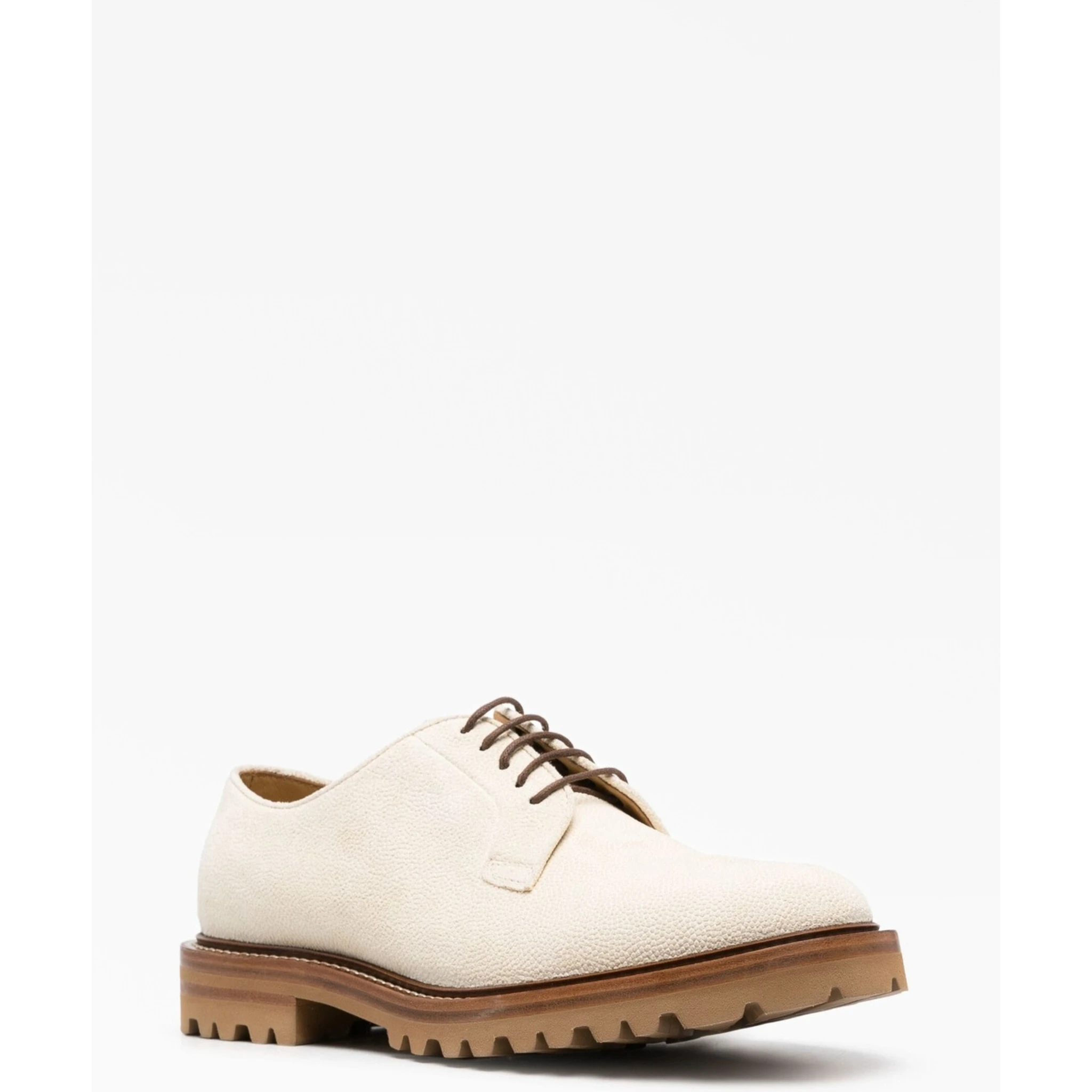 Beige Leather Oxfords And Derbies
