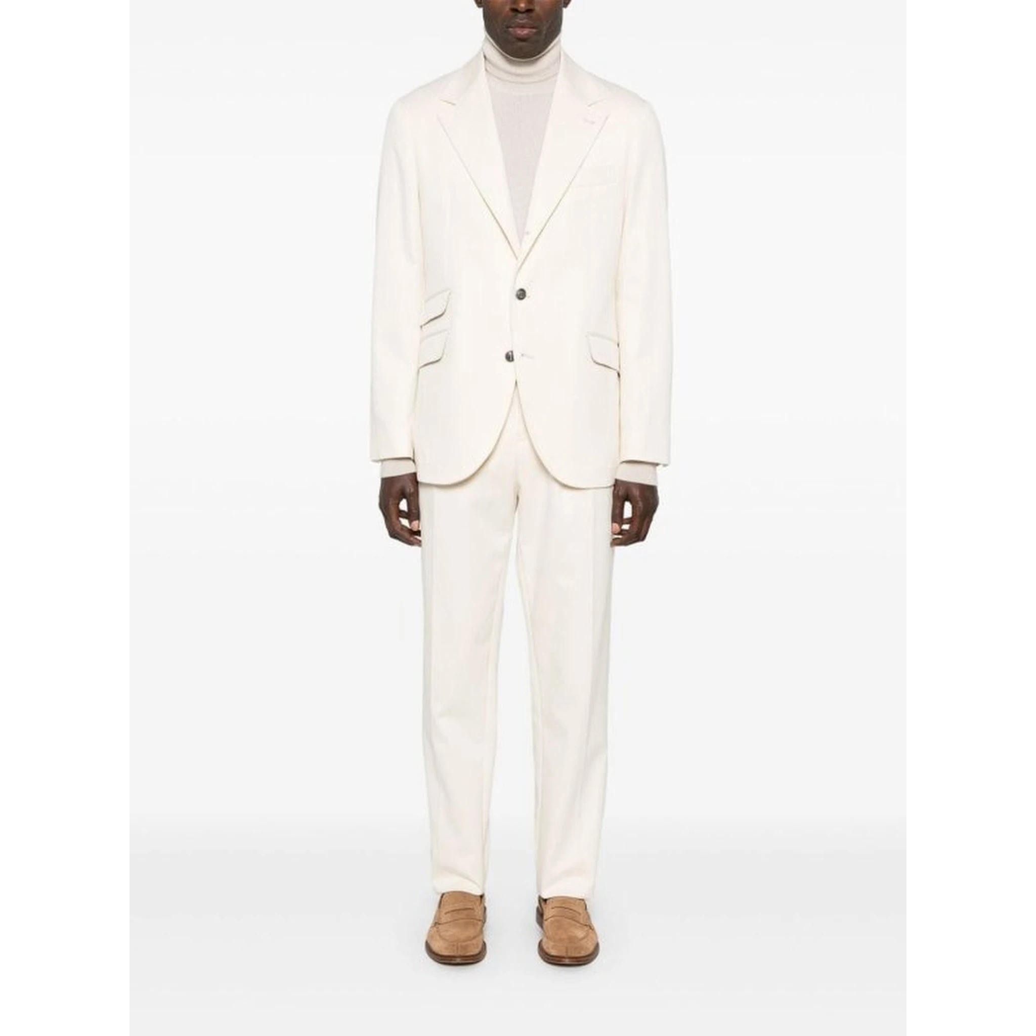 Beige Cotton Two-Piece Suit