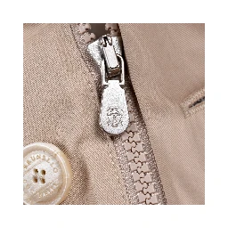 Beige Cotton Full-Length Jacket