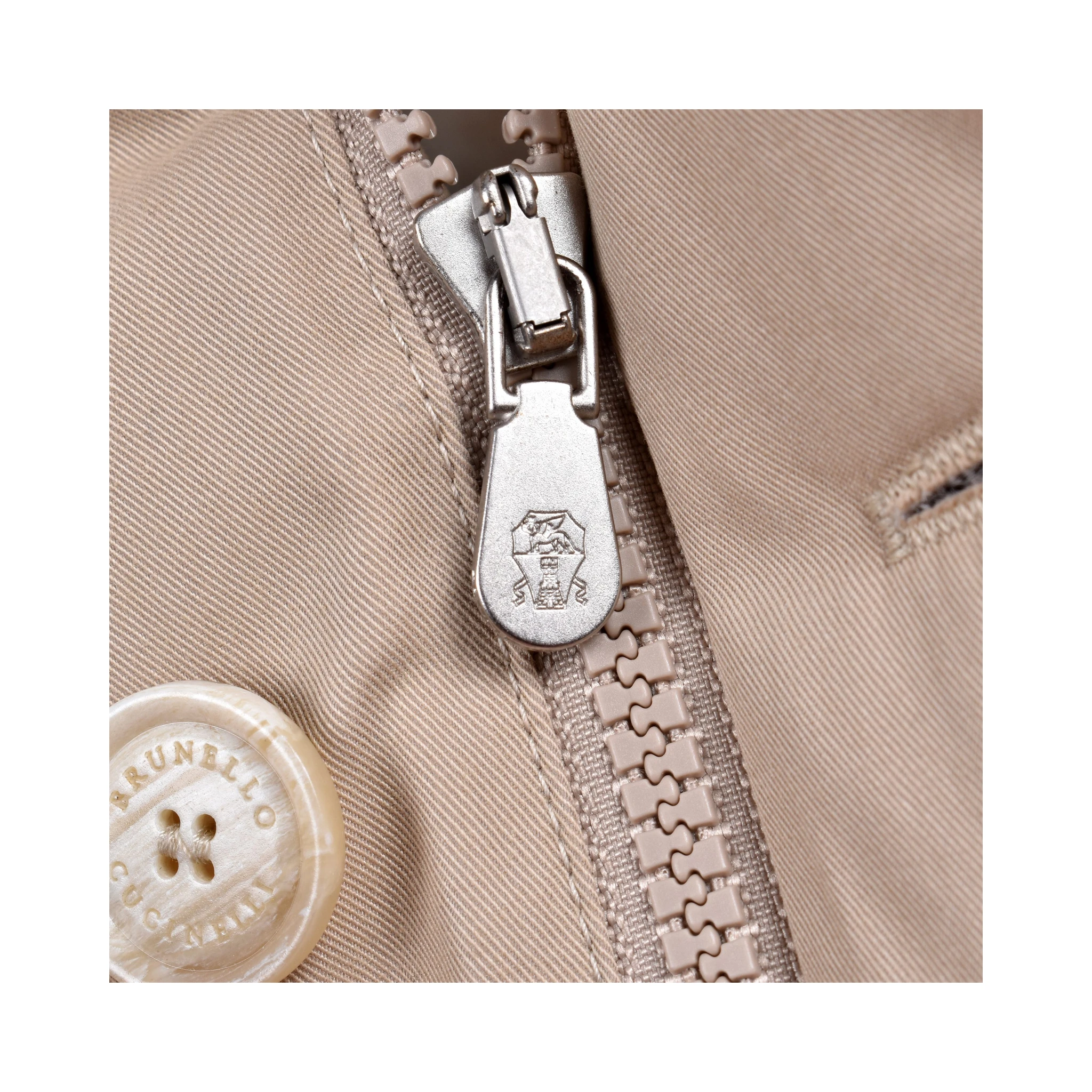 Beige Cotton Full-Length Jacket