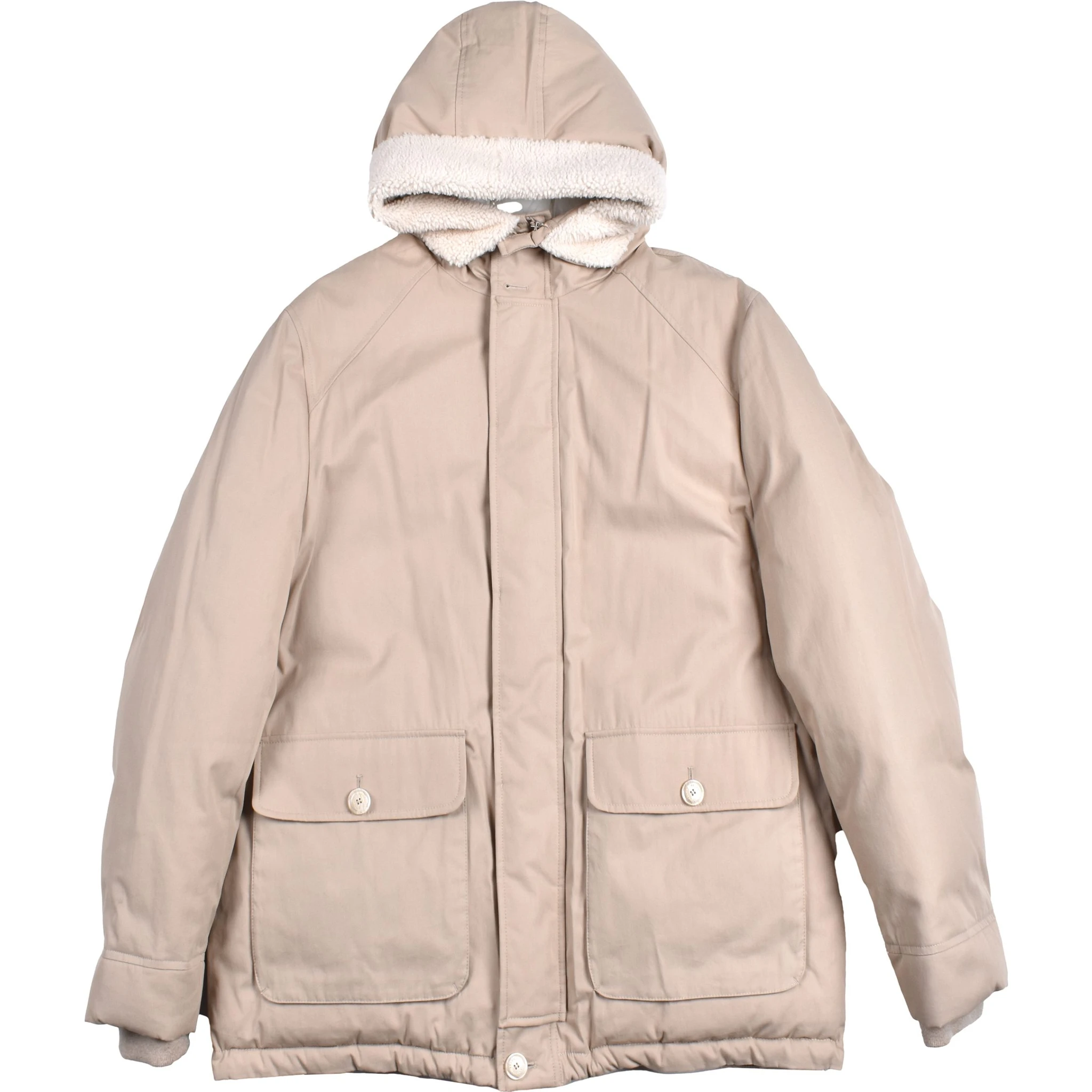 Beige Cotton Full-Length Jacket