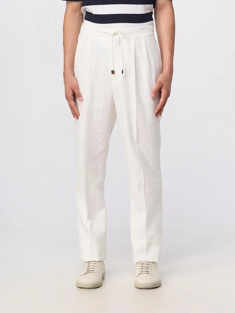 Beige Linen Casual Pants