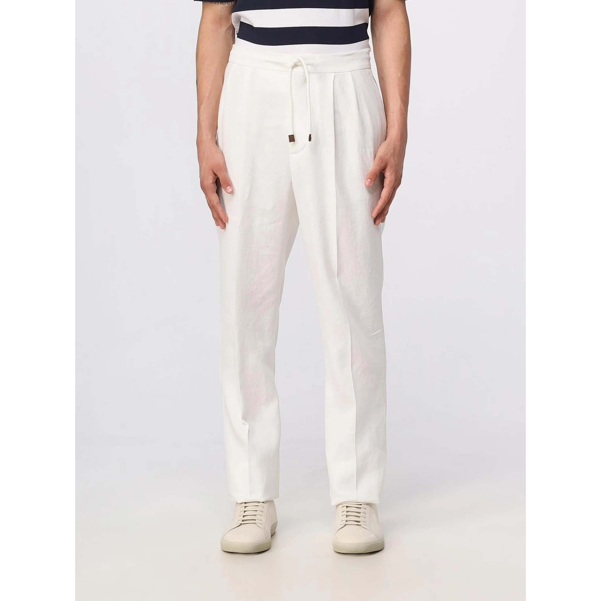 Beige Linen Casual Pants