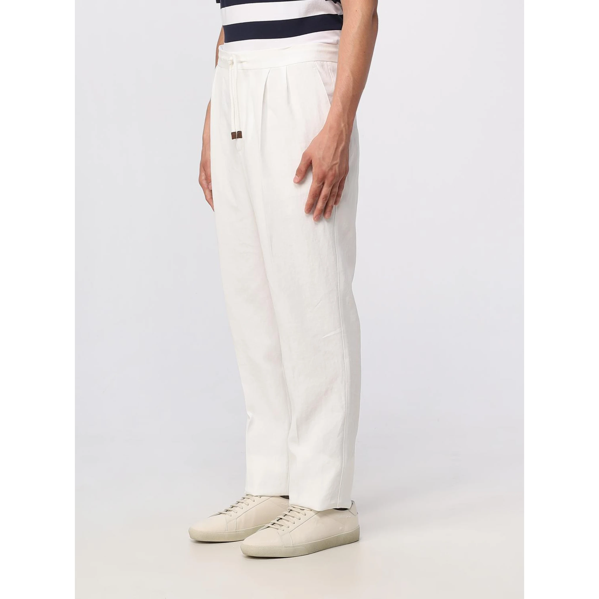 Beige Linen Casual Pants