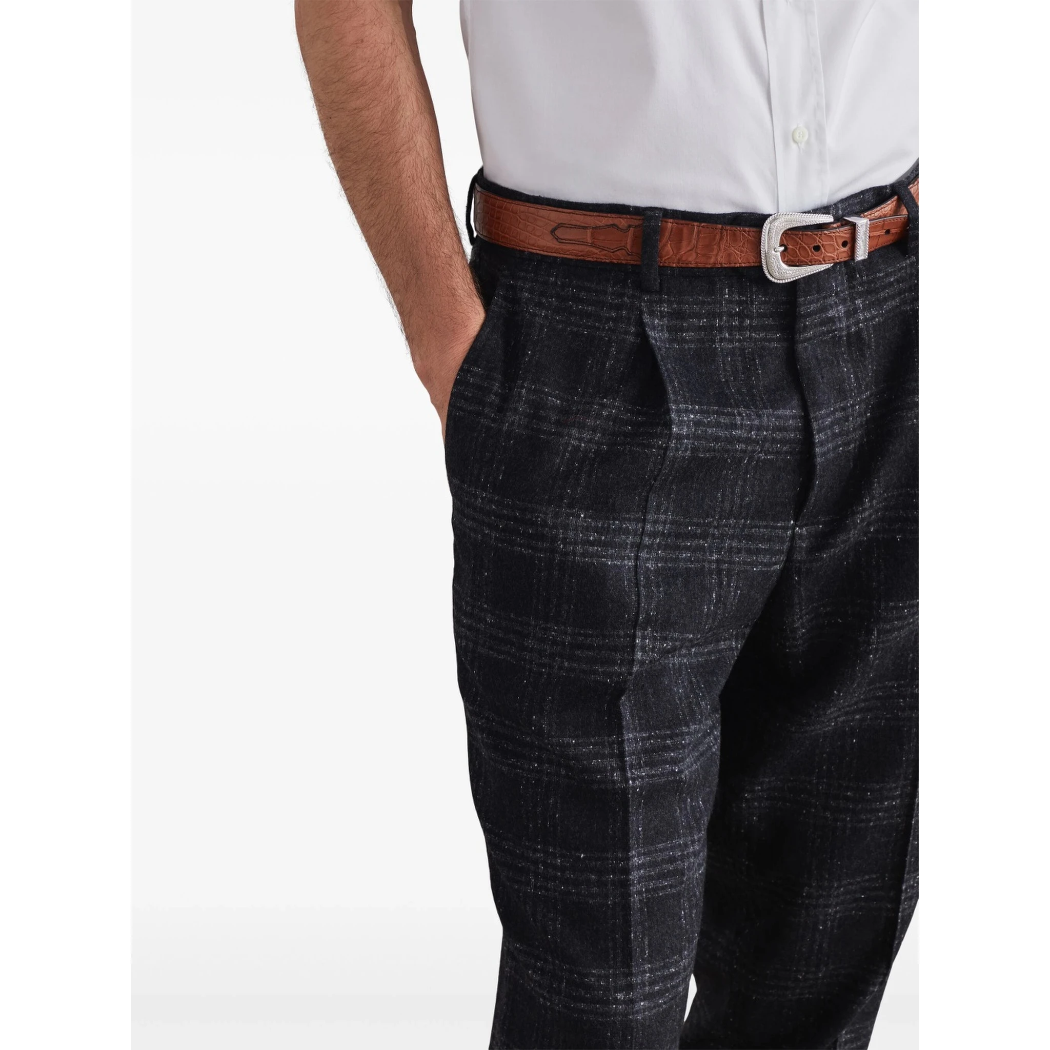 Gray Silk Casual Pants