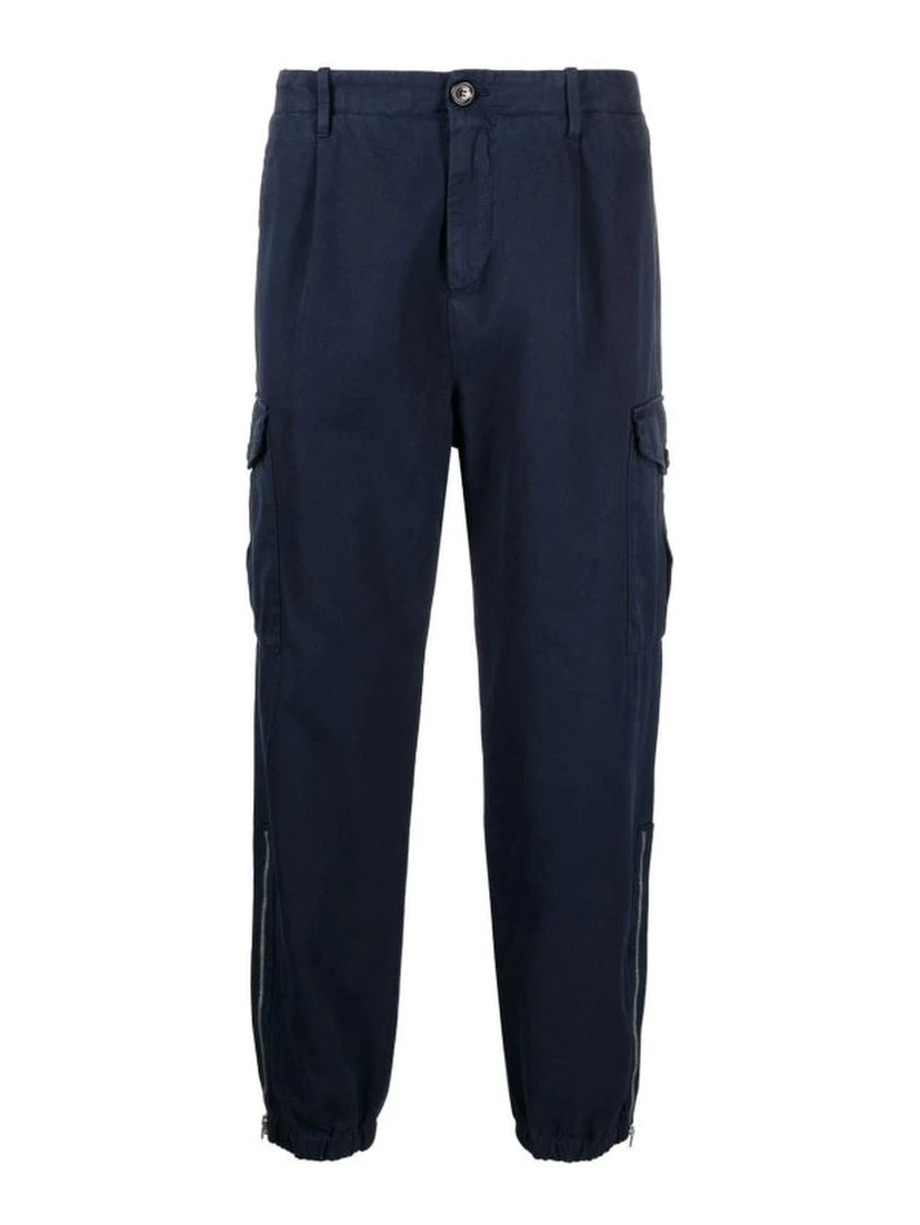 Blue Cotton Cargo Pants