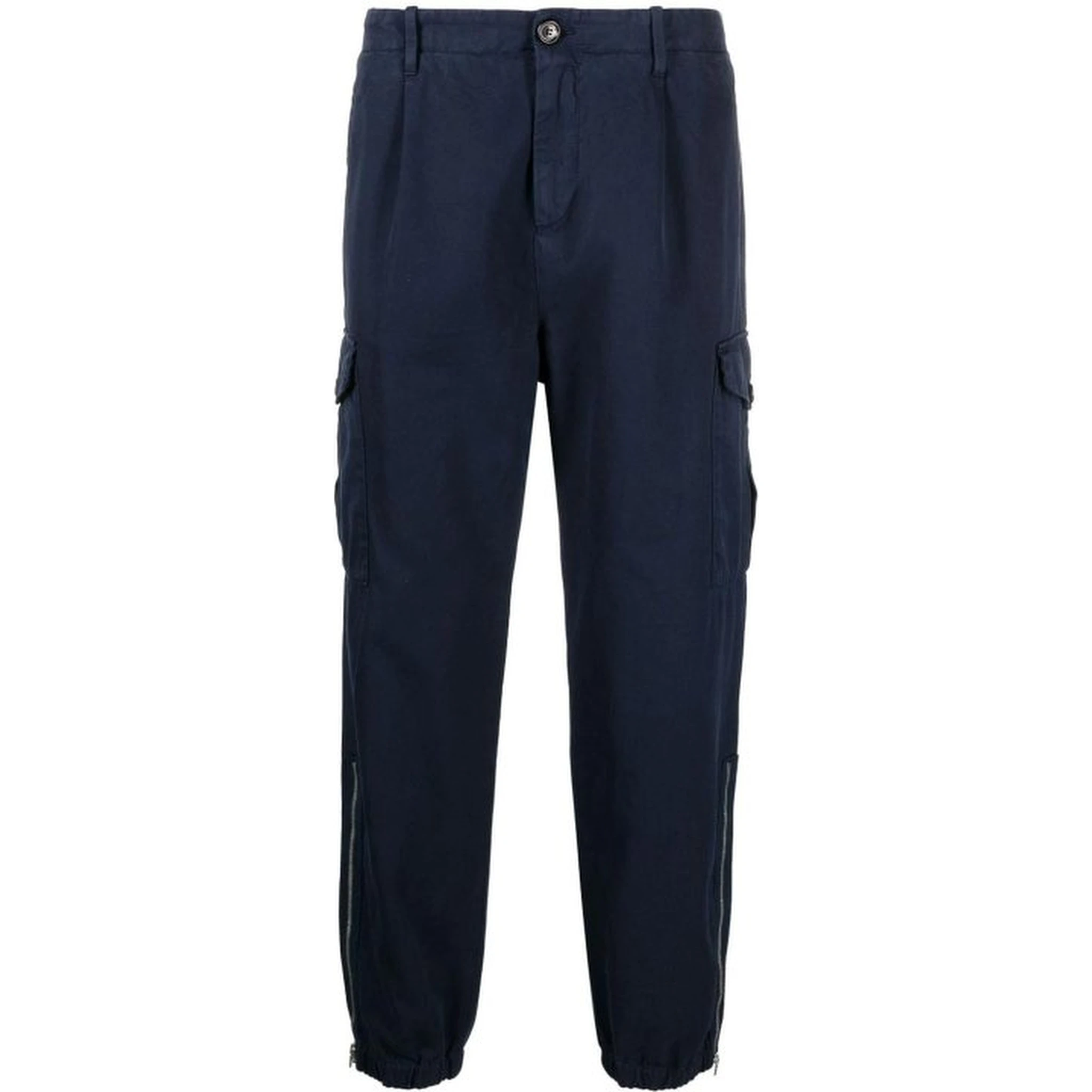 Blue Cotton Cargo Pants