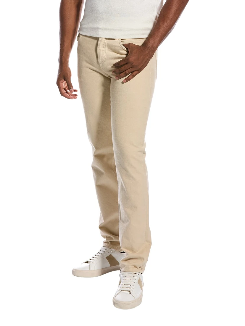 Beige Cotton Casual Pants