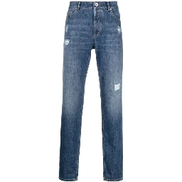 بنطلون جينز أزرق قطني بقصة مستقيمة