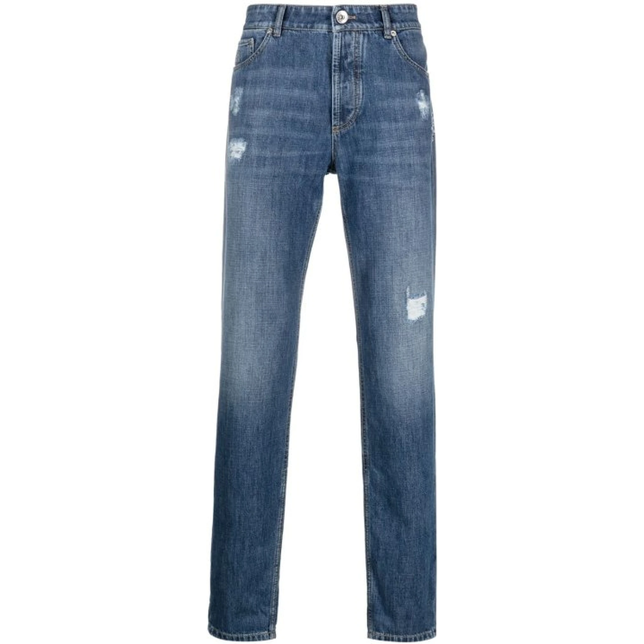 بنطلون جينز أزرق قطني بقصة مستقيمة