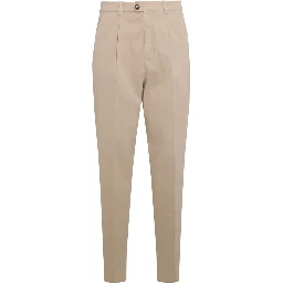 Brown Cotton Casual Pants