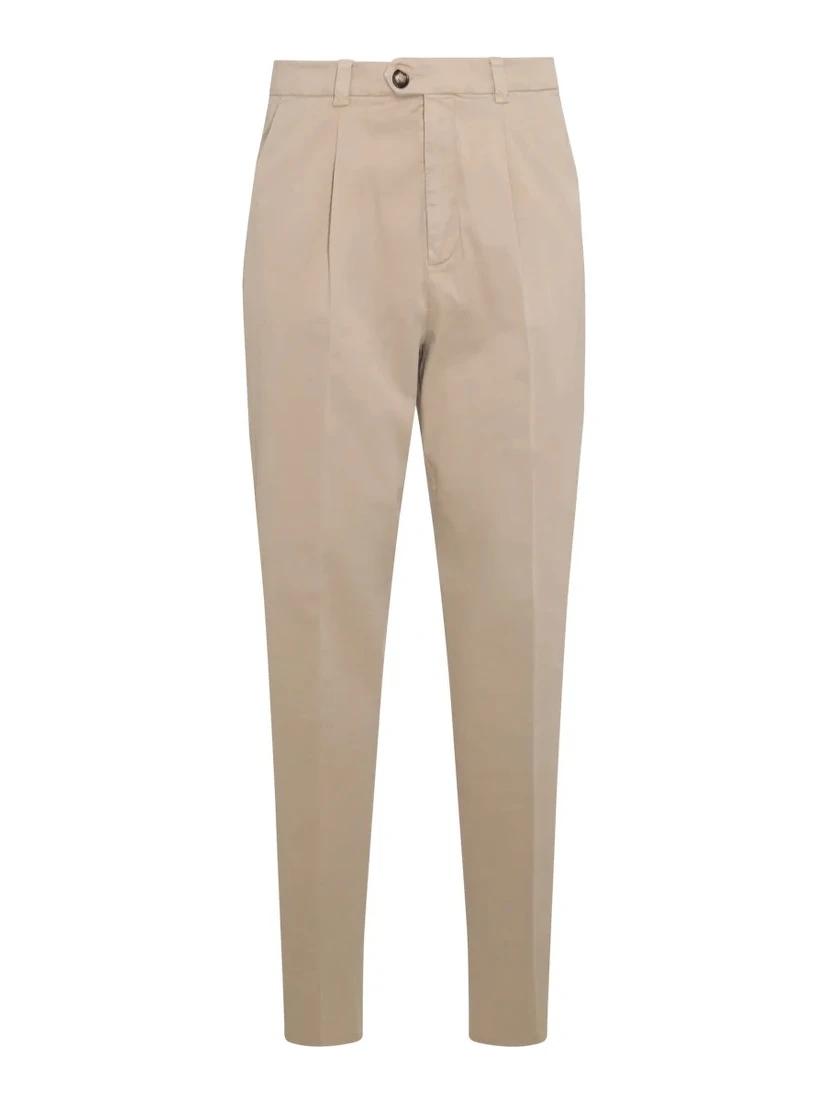 Brown Cotton Casual Pants