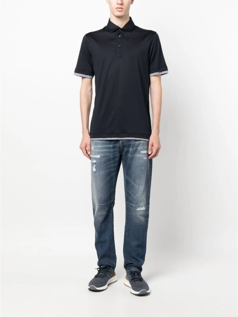 Gray Cotton Straight-Leg Jeans