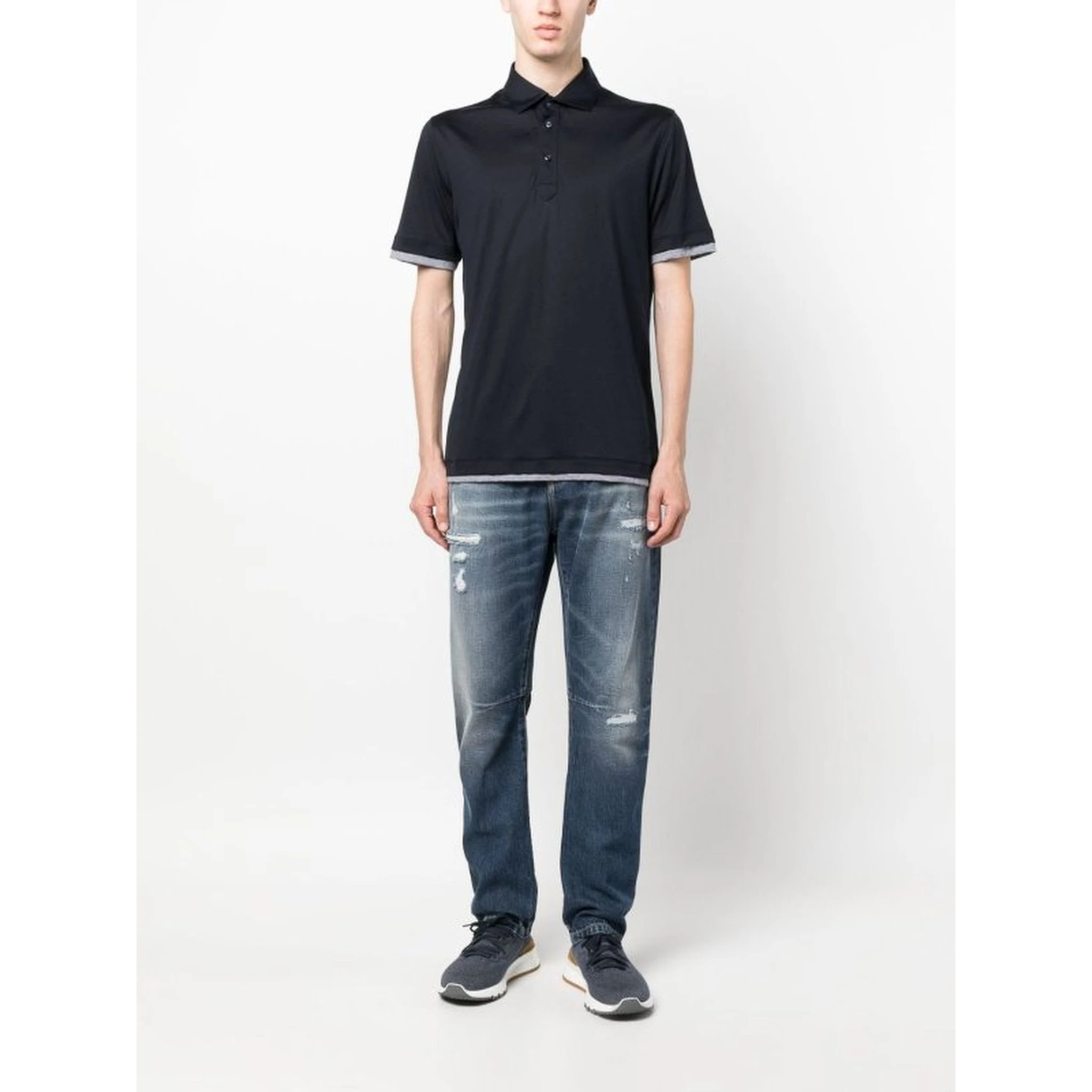 Gray Cotton Straight-Leg Jeans