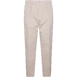 Beige Cotton Casual Pants