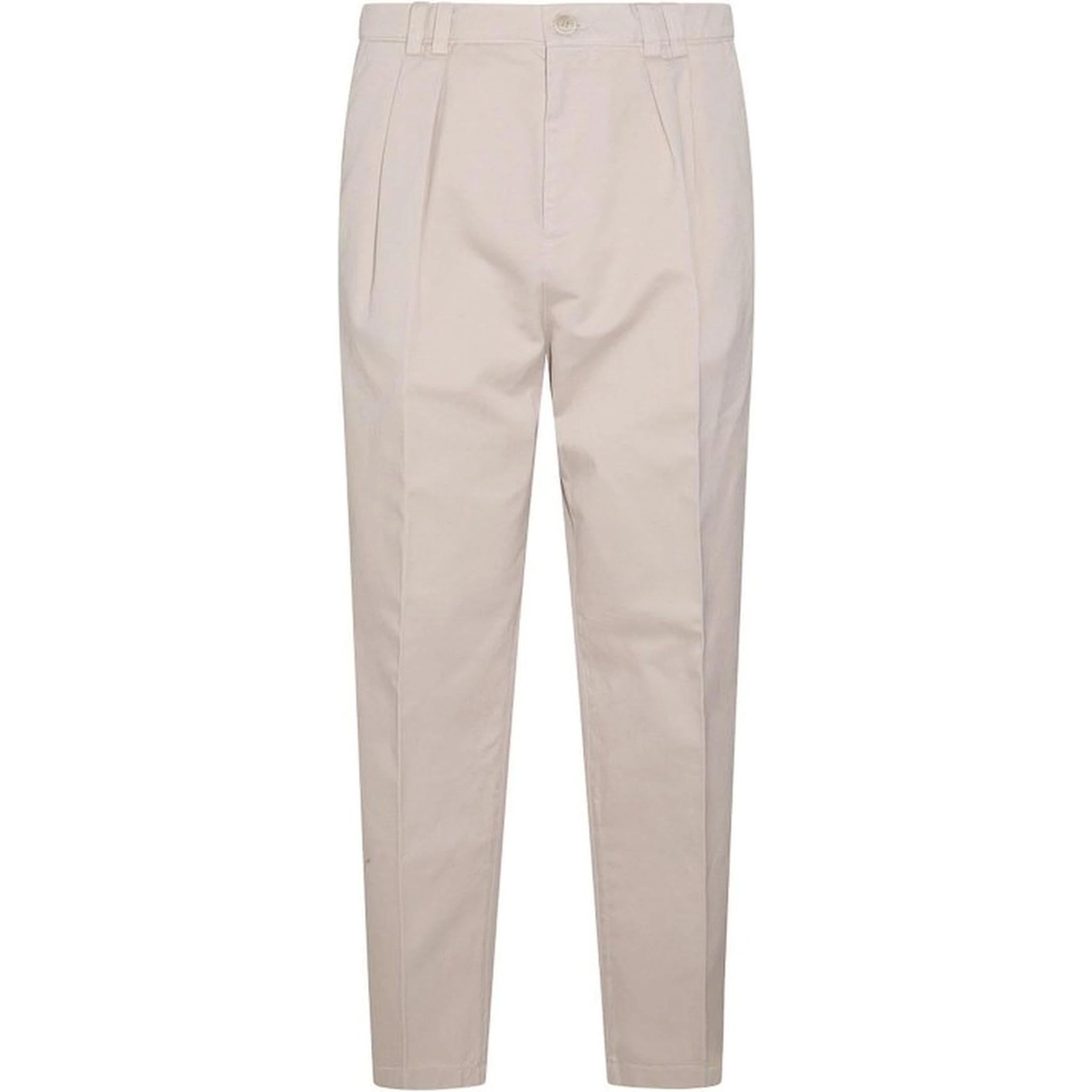Beige Cotton Casual Pants