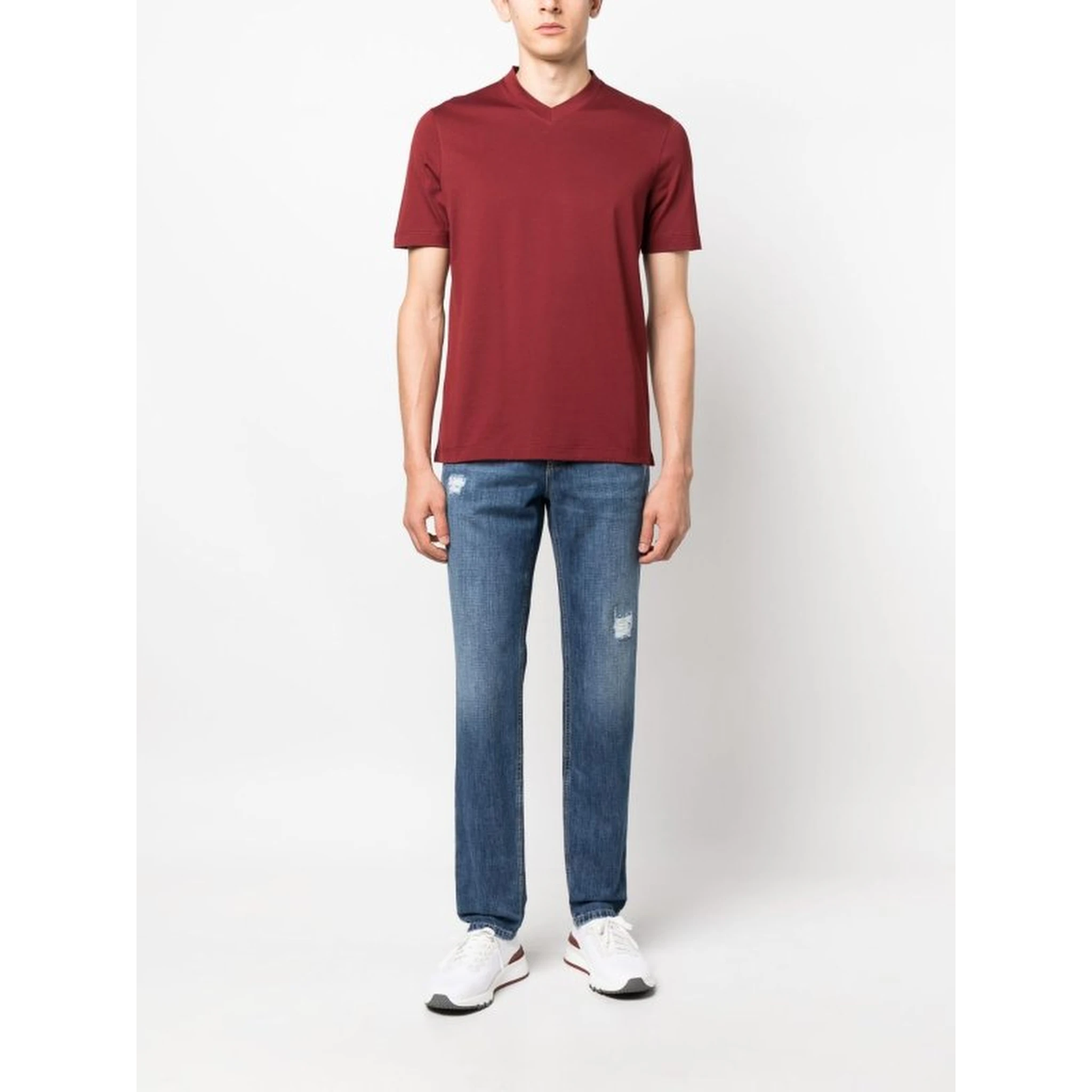 بنطلون جينز أزرق قطني بقصة مستقيمة