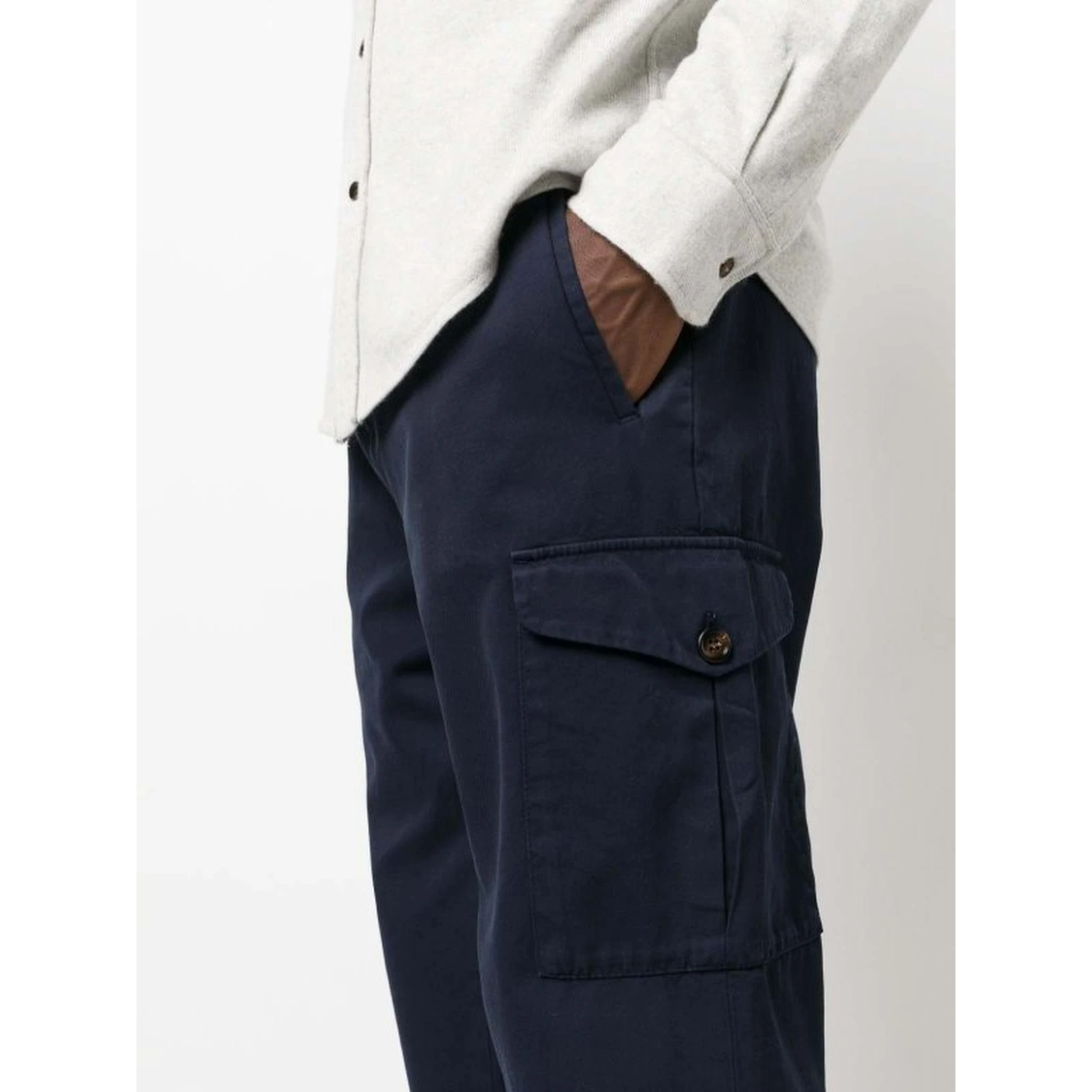 Blue Cotton Cargo Pants
