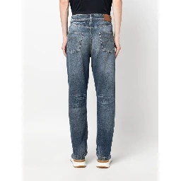 Gray Cotton Straight-Leg Jeans
