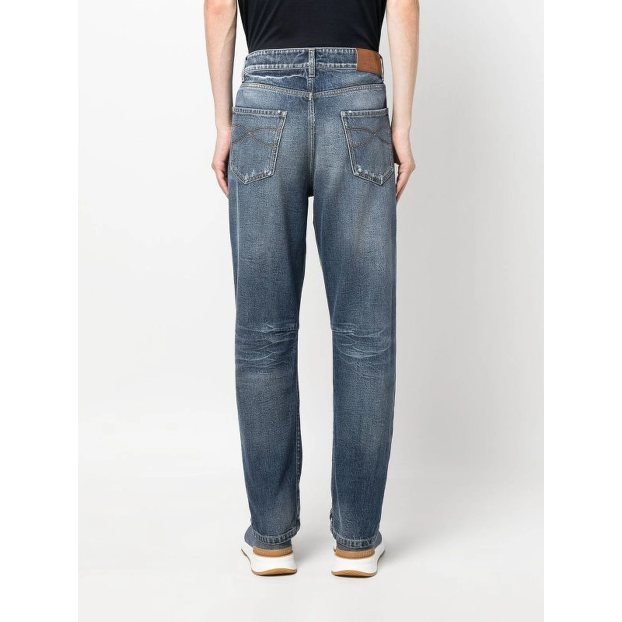 Gray Cotton Straight-Leg Jeans