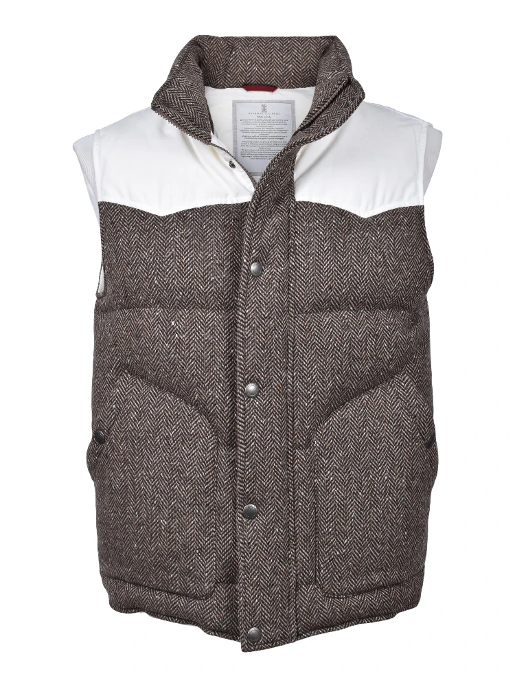 Brown Wool Sleveless Jacket