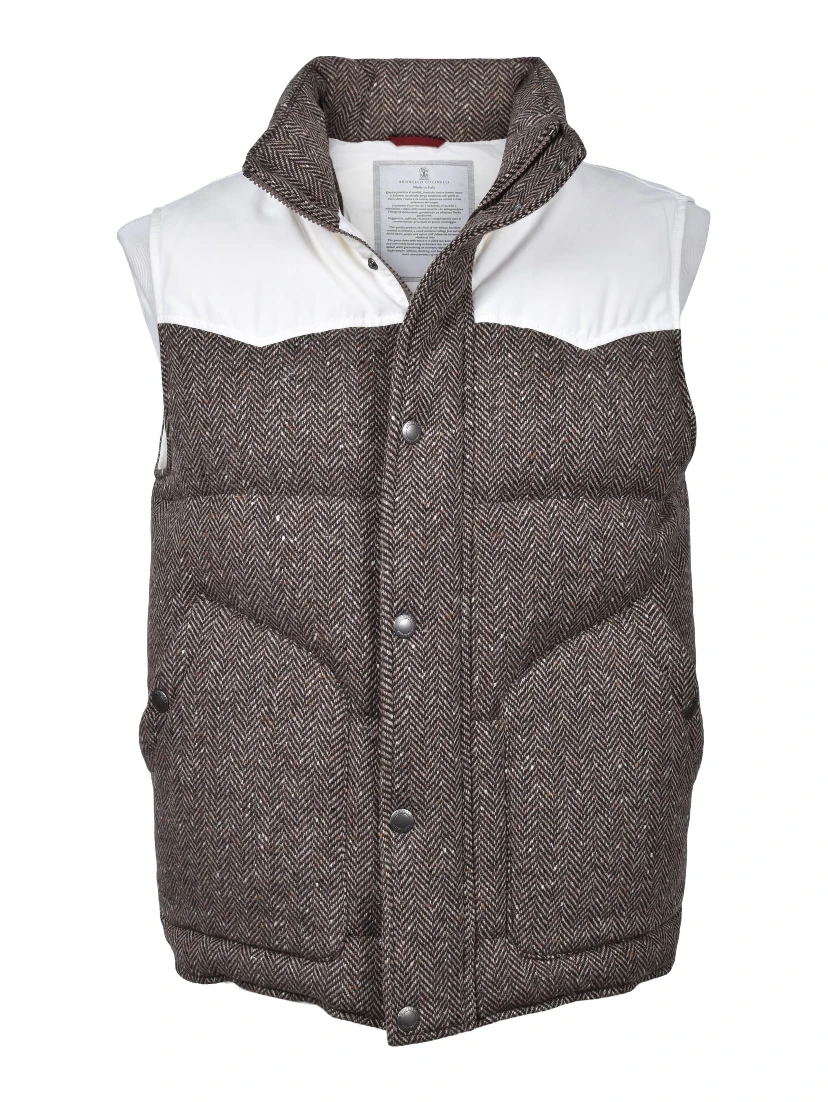 Brown Wool Sleveless Jacket